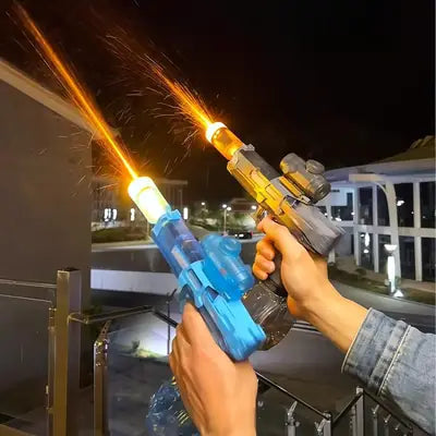 Electric Water Gun for Kids & Adults – Rechargeable Automatic Water Blaster with LED Light, Long Range 32 FT, Outdoor Summer Squirt Gun Toy, Black & Blue Universal Hub