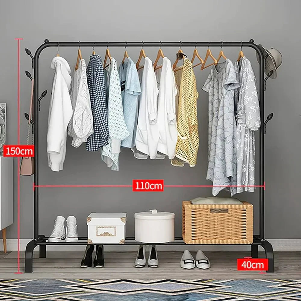 Heavy-Duty Clothes Rack with Shelf | 150x110x40 cm Super Mall