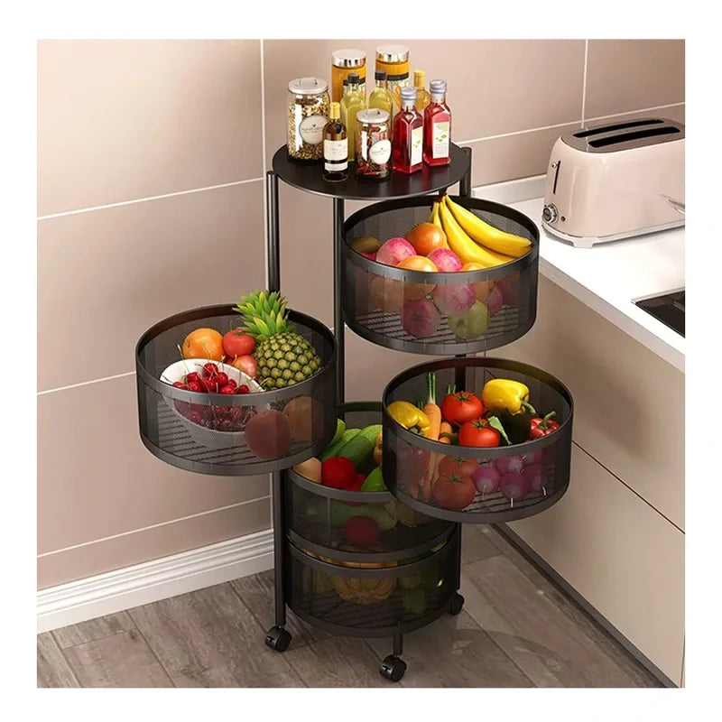 5-Layers Kitchen Storage Rack with Wheels Super Mall