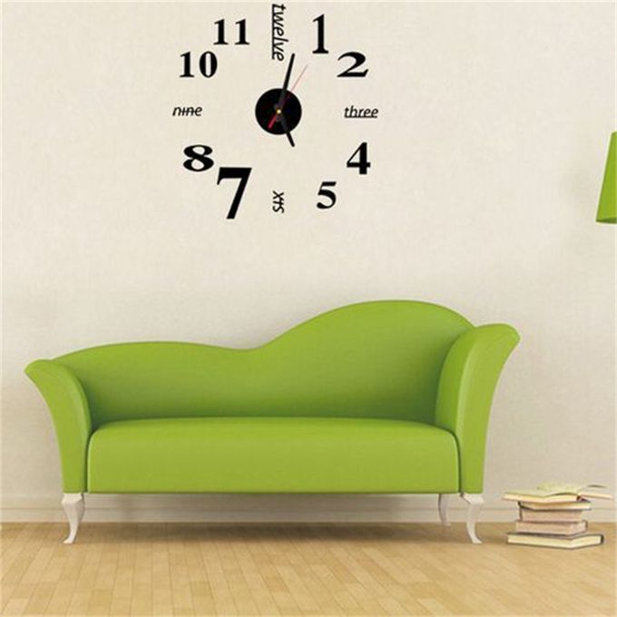 DIY Wall Clocks 3D Mirror Stickers Modern Wall Clock -Black Super Mall