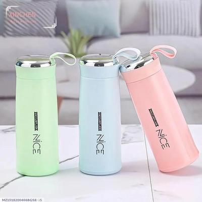 Glass Water Bottle with Vacuum Flask Sleeve – 400ML Double Wall Insulated Bottle for Hot & Cold Drinks, Leakproof Portable Bottle with Carry Loop Universal Hub