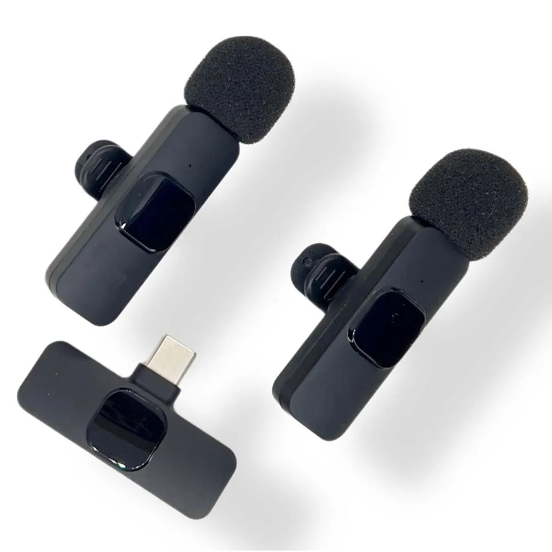 Wireless Lavalier Microphone for iPhone & Type-C – Dual Clip-On Mic Universal Hub