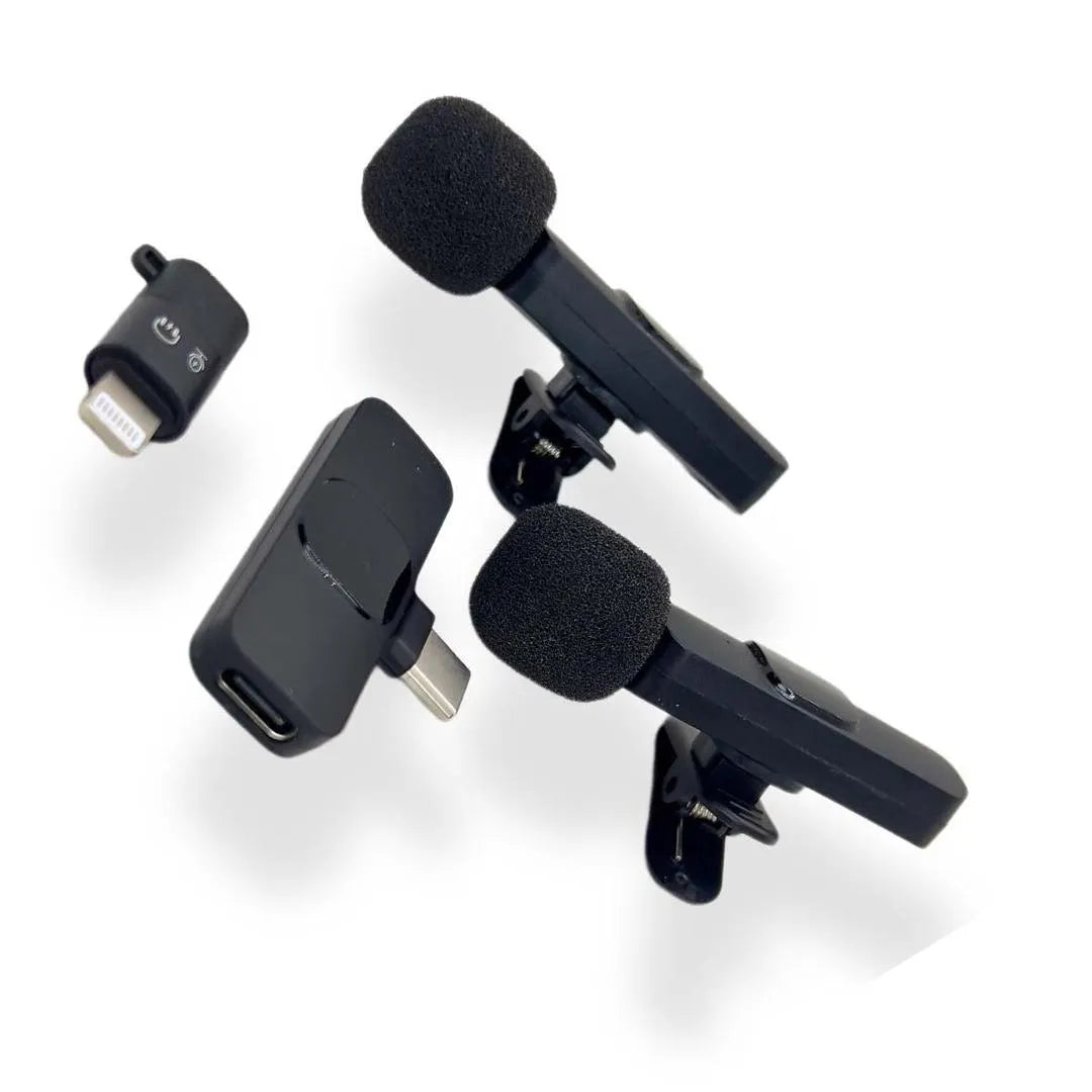 Wireless Lavalier Microphone for iPhone & Type-C – Dual Clip-On Mic Universal Hub