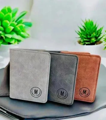 Men's Leather Bi-Fold Wallet Grey Brown Orange Super Mall