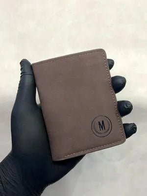 Men's Leather Bi-Fold Wallet Grey Brown Orange Super Mall