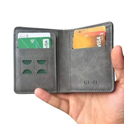 Men's Leather Bi-Fold Wallet Grey Brown Orange Super Mall
