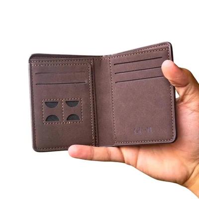 Men's Leather Bi-Fold Wallet Grey Brown Orange Super Mall