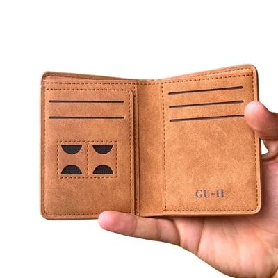 Men's Leather Bi-Fold Wallet Grey Brown Orange Super Mall