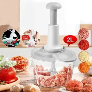 Manual Food Chopper Vegetable Onion Garlic Cutter Mixer Blender 3 Blade 2000ML Universal Hub