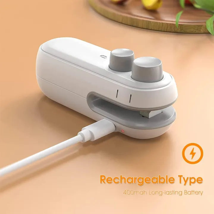 2-in-1 Mini Heat Sealing Machine USB Rechargeable Portable Bag Sealer & Cutter Magnetic Food Snack Chips Plastic Bag Fresh Storage Sealer Universal Hub