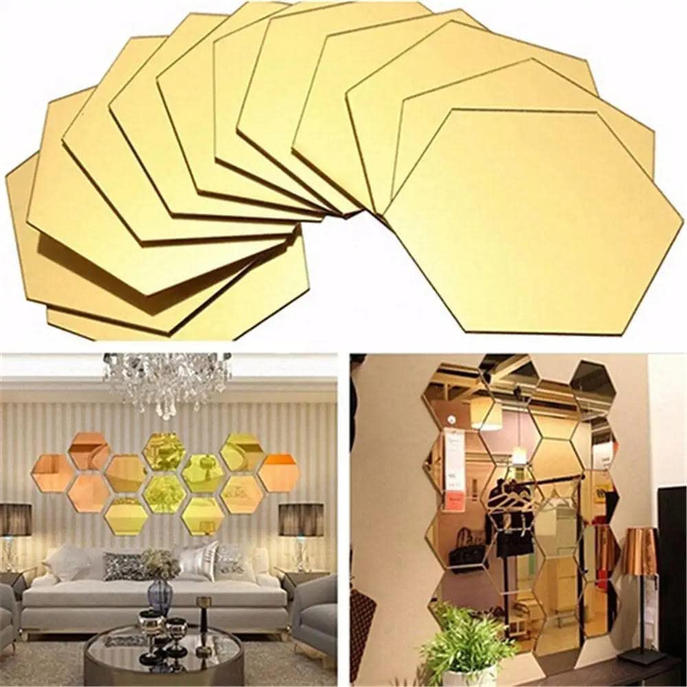 Acrylic Mirror Wall Stickers Hexagon with 20 Butterflies 3D Acrylic Super Mall