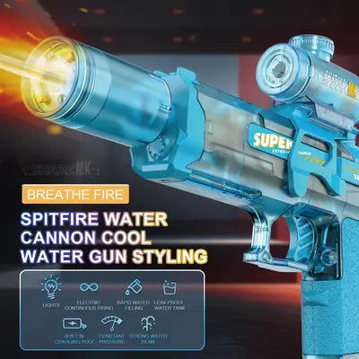 Electric Water Gun for Kids & Adults – Rechargeable Automatic Water Blaster with LED Light, Long Range 32 FT, Outdoor Summer Squirt Gun Toy, Black & Blue Universal Hub