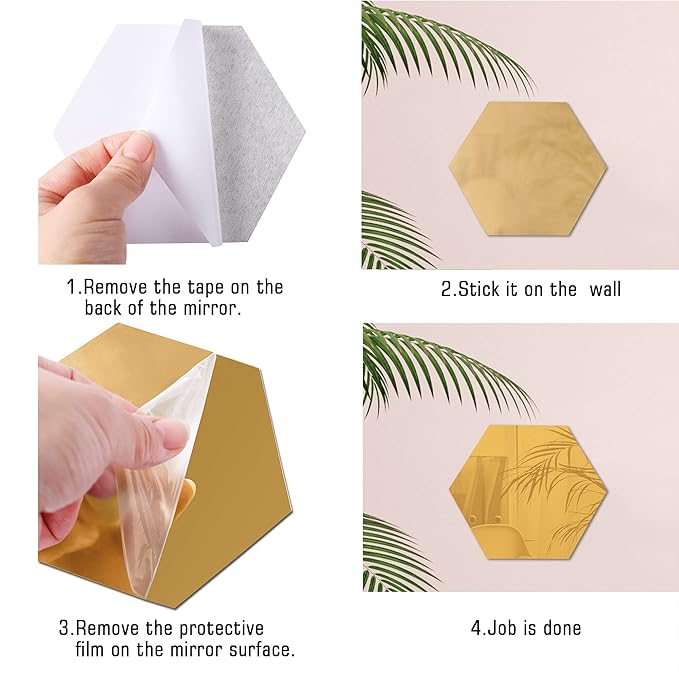 Acrylic Mirror Wall Stickers Hexagon with 20 Butterflies 3D Acrylic Super Mall