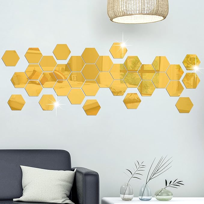 Acrylic Mirror Wall Stickers Hexagon with 20 Butterflies 3D Acrylic Super Mall