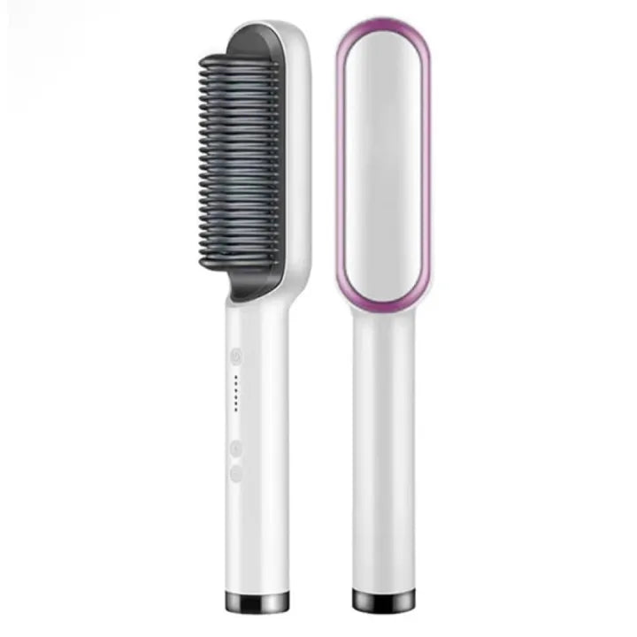 2-in-1 Electric Hair Straightener & Curler Styling Brush Comb – Multicolor 909 Universal Hub