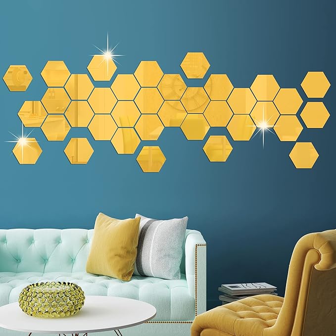 Acrylic Mirror Wall Stickers Hexagon with 20 Butterflies 3D Acrylic Super Mall