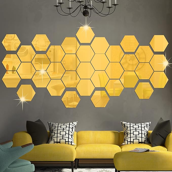 Acrylic Mirror Wall Stickers Hexagon with 20 Butterflies 3D Acrylic Super Mall