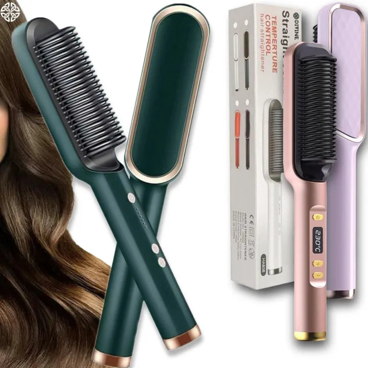 2-in-1 Electric Hair Straightener & Curler Styling Brush Comb – Multicolor 909 Universal Hub