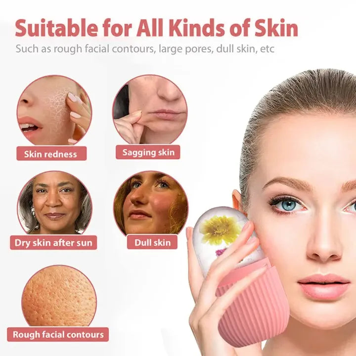 Ice Roller for Face & Eyes – Silicone Facial Ice Roller for Puffiness, Dark Circles, Skin Tightening & Glowing Skin, Cooling Face Massager Universal Hub