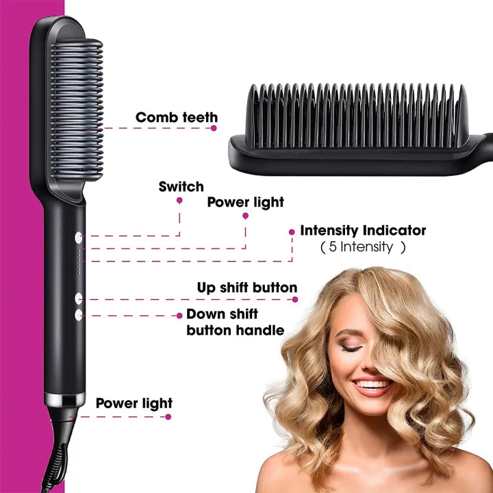 2-in-1 Electric Hair Straightener & Curler Styling Brush Comb – Multicolor 909 Universal Hub