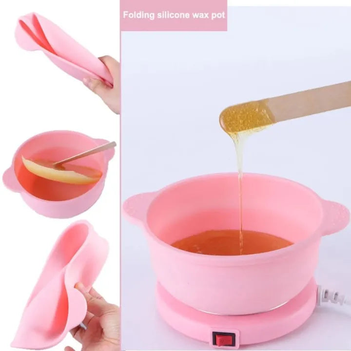 Portable Wax Warmer 300ML – Silicone Wax Heater for Hair Removal, Foldable Wax Melting Pot, Paraffin Wax Warmer for Home, Salon & Travel Universal Hub