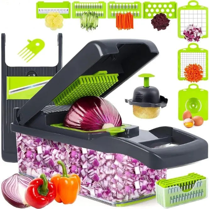 Manual Food Chopper Vegetable Onion Garlic Cutter Mixer Blender 3 Blade 2000ML Universal Hub