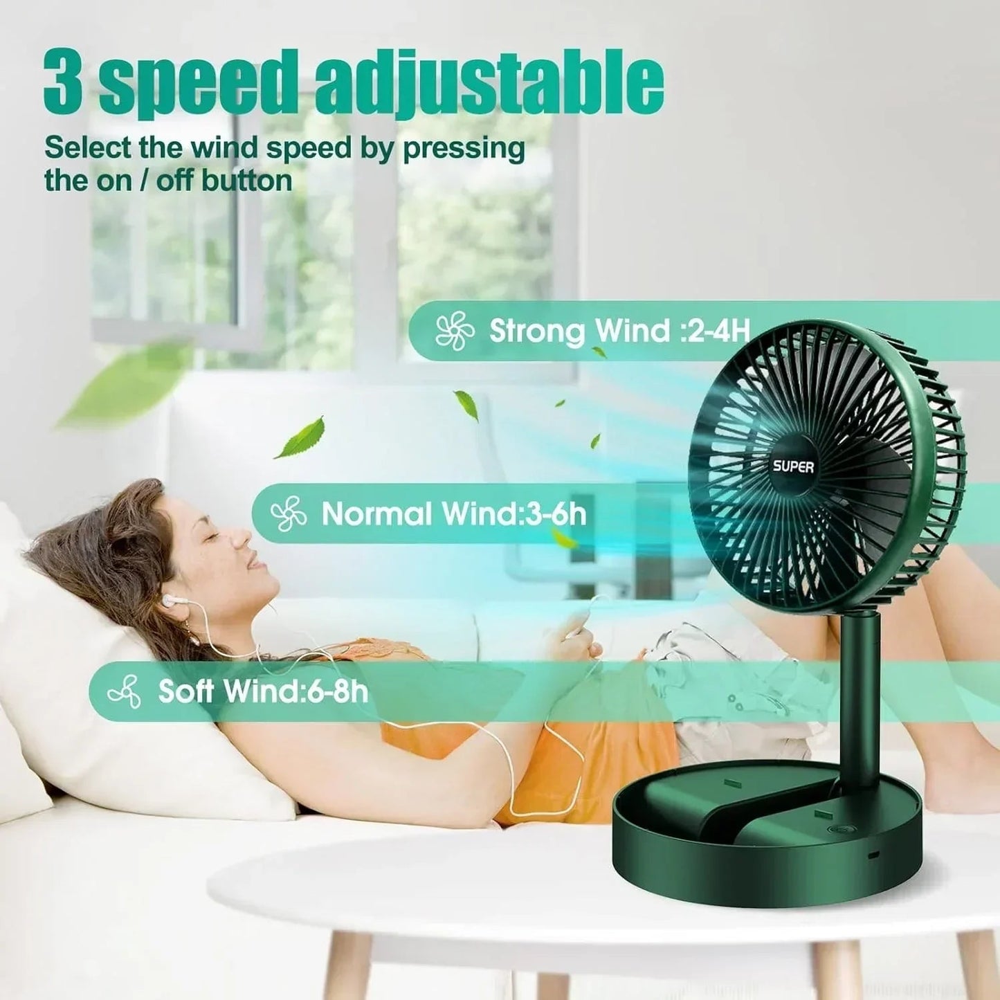 USB Rechargeable Fan Portable Electric Mini Fan Foldable Telescopic Fan Super Mall