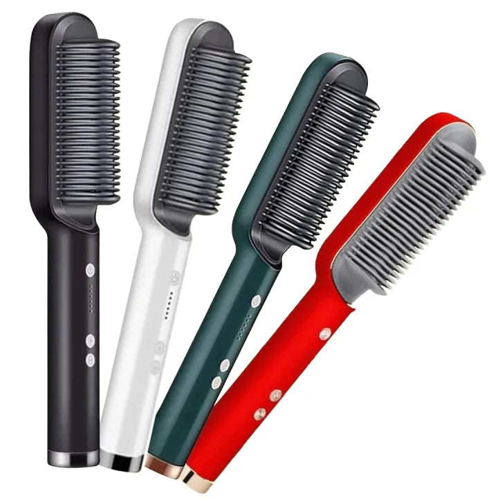 2-in-1 Electric Hair Straightener & Curler Styling Brush Comb – Multicolor 909 Universal Hub