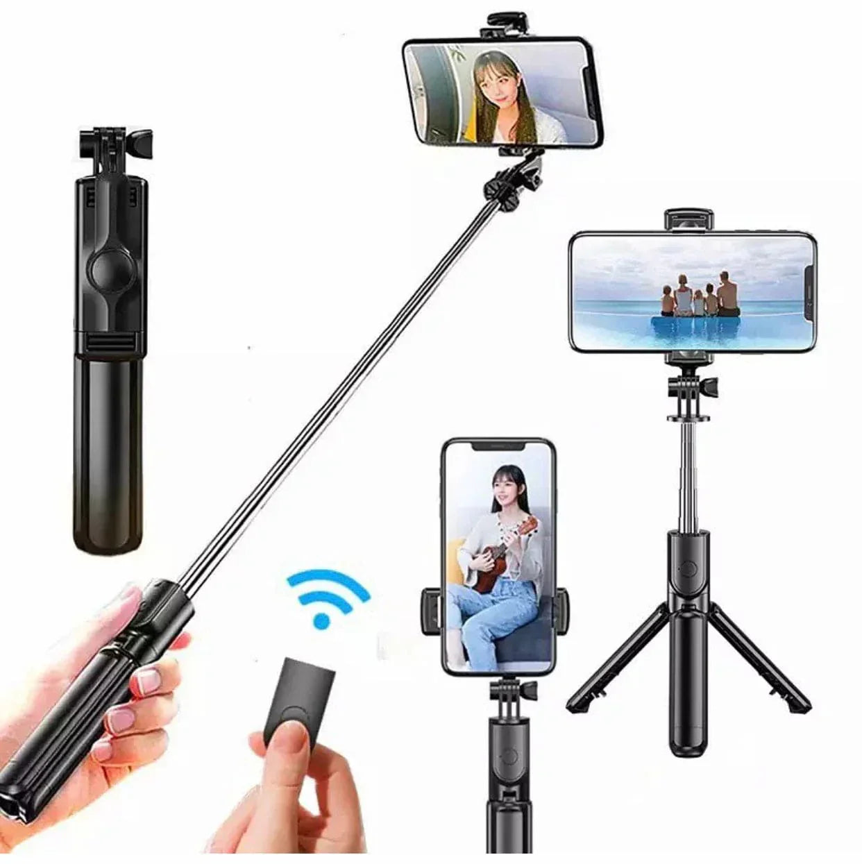 4-in-1 Bluetooth Selfie Stick Tripod | Extendable Stand with Wireless Remote, LED Light & Camera Holder Super Mall