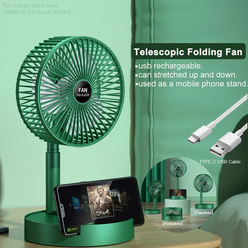 USB Rechargeable Fan Portable Electric Mini Fan Foldable Telescopic Fan Super Mall