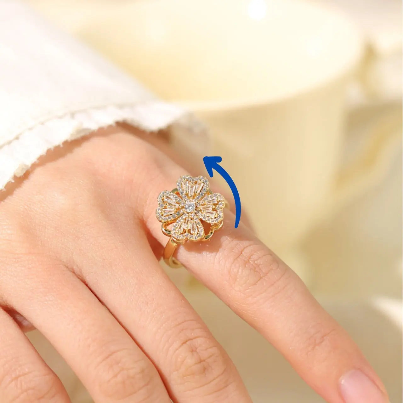 Elegant Flower-Shaped Diamond Ring | Sparkling Silver Jewelry for Women Super Mall