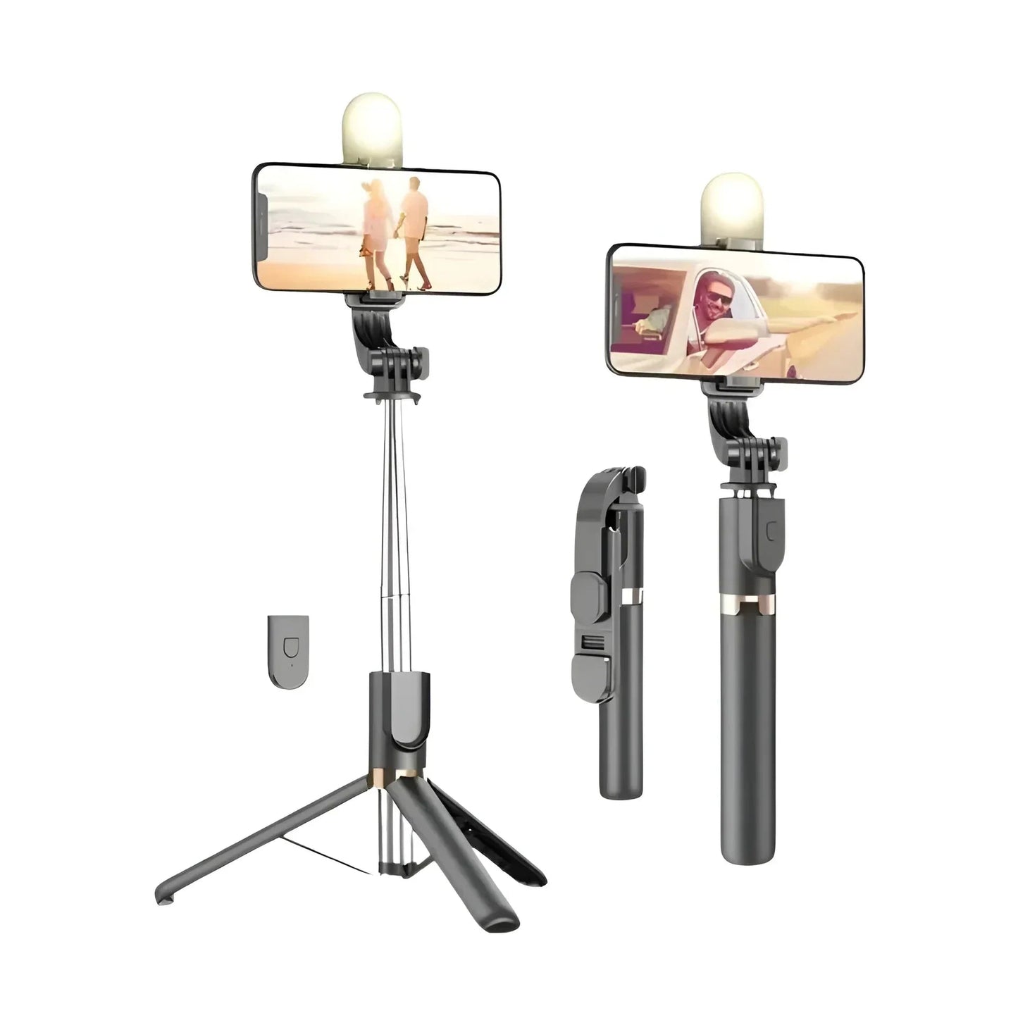 4-in-1 Bluetooth Selfie Stick Tripod | Extendable Stand with Wireless Remote, LED Light & Camera Holder Super Mall
